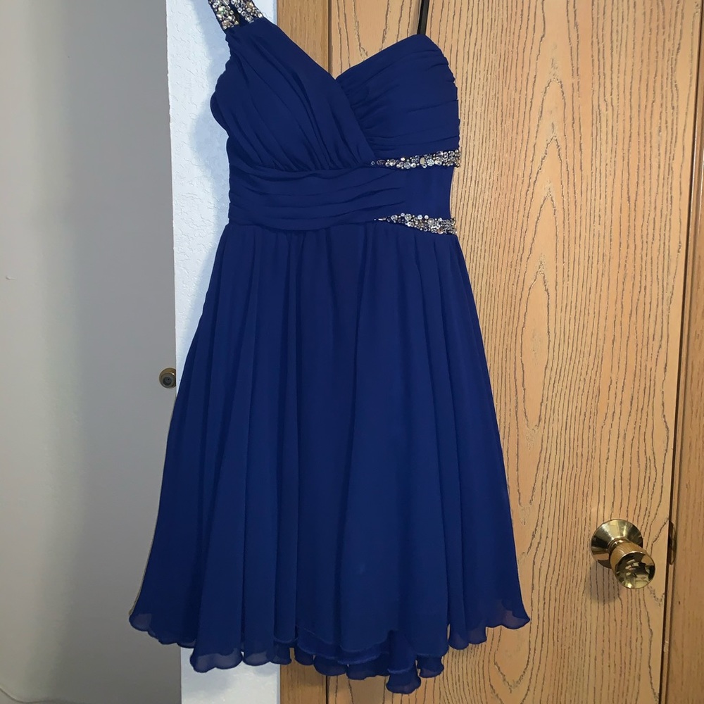 City Studio Navy Blue One Shoulder Dress